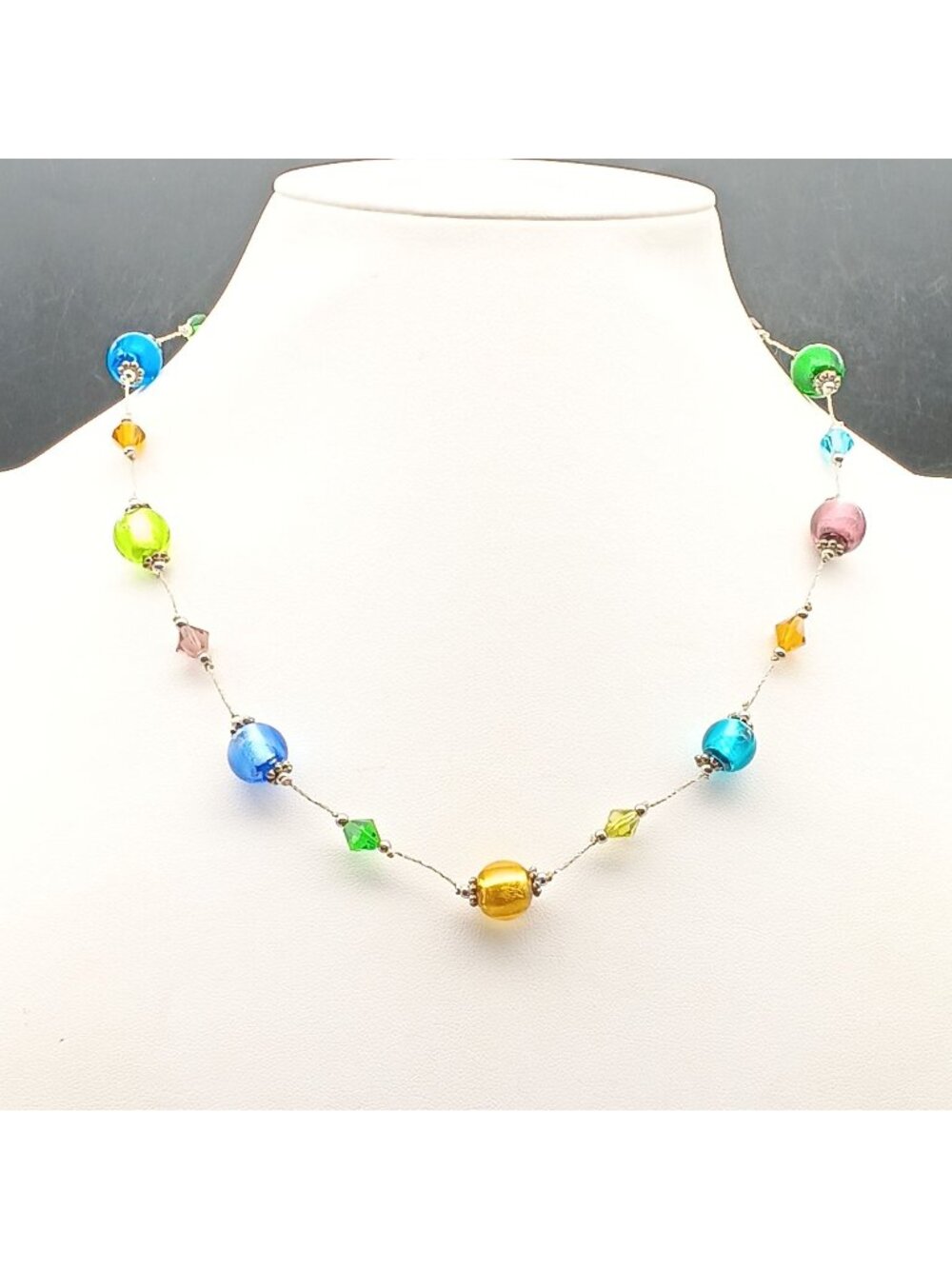 Tessa Retired Premier Designs Multicolor Murano-Style Glass Bead Necklace